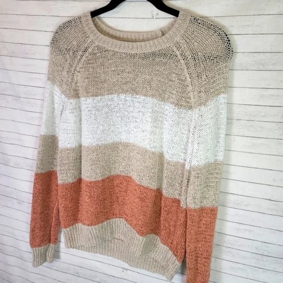 360 SWEATER LINEN BLEND COLORBLOCK SWEATER, SZ MEDIUM - Picture 2 of 7